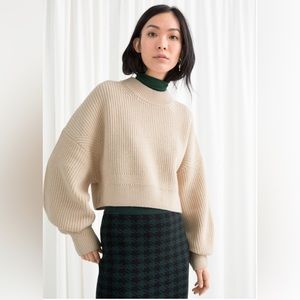 Cropped Wool Blend Sweater